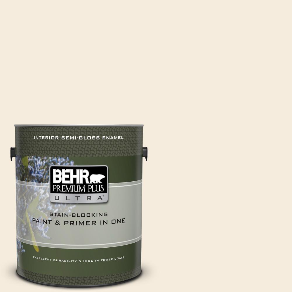 BEHR Premium Plus Ultra 1 Gal. #UL140-14 Heavy Cream Semi-Gloss Enamel ...