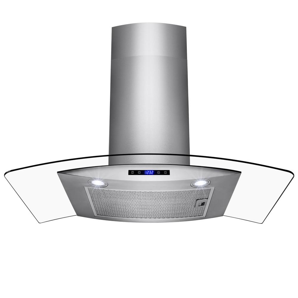 Akdy 36 In Wall Mount Brushed Stainless Steel And Tempered Gl Wall Mount Brushed Stainless Steel And Tempered Gl Touch Panel Kitchen Range Hood Cooking Fan
