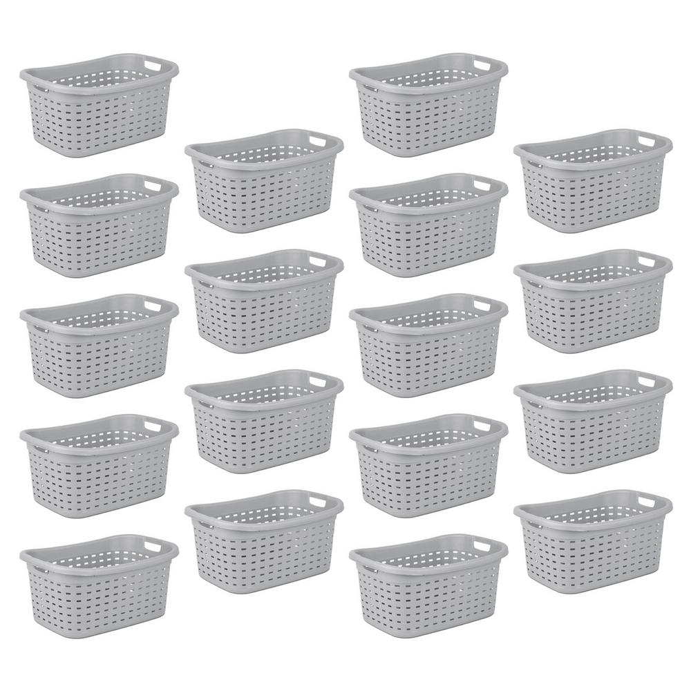 Sterilite Gray Cement Durable Weave Laundry Basket with Wicker Pattern