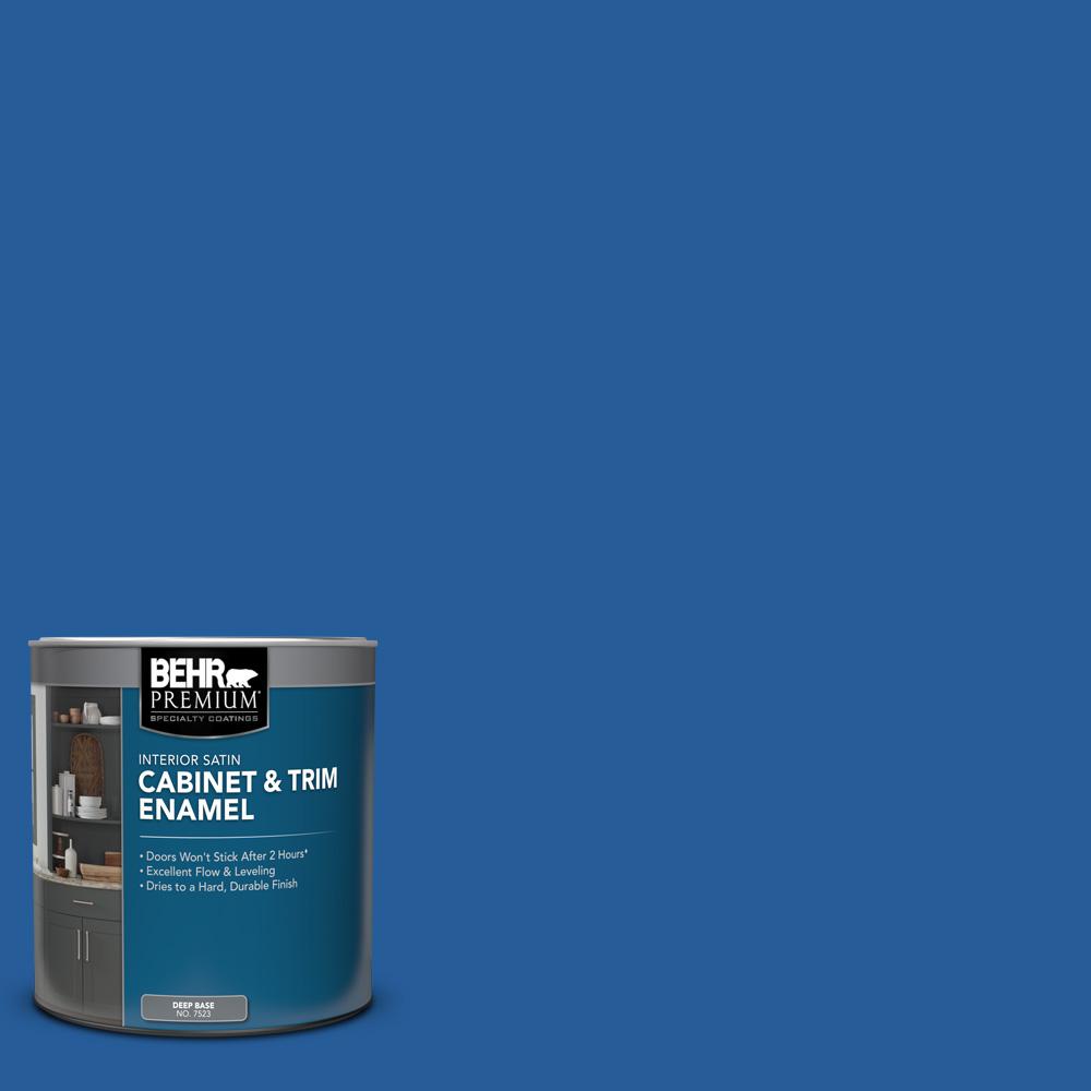 BEHR PREMIUM 1 qt. #P510-7 Beacon Blue Satin Enamel Interior Cabinet ...