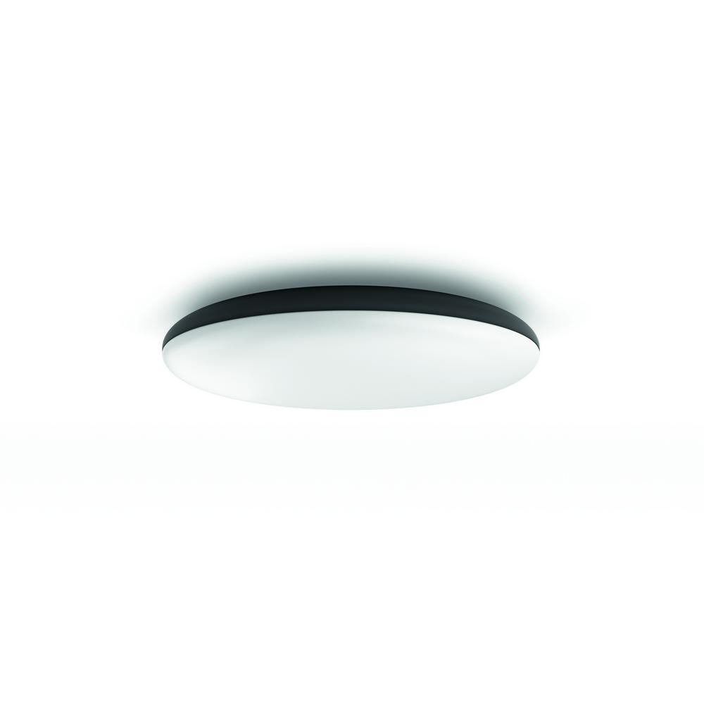 Drum Integrated Led Flush Mount Lights Lighting The Home Depot Hue White Ambiance Cher Dimmable Led Smart Ceiling Light Google Assistant Alexa