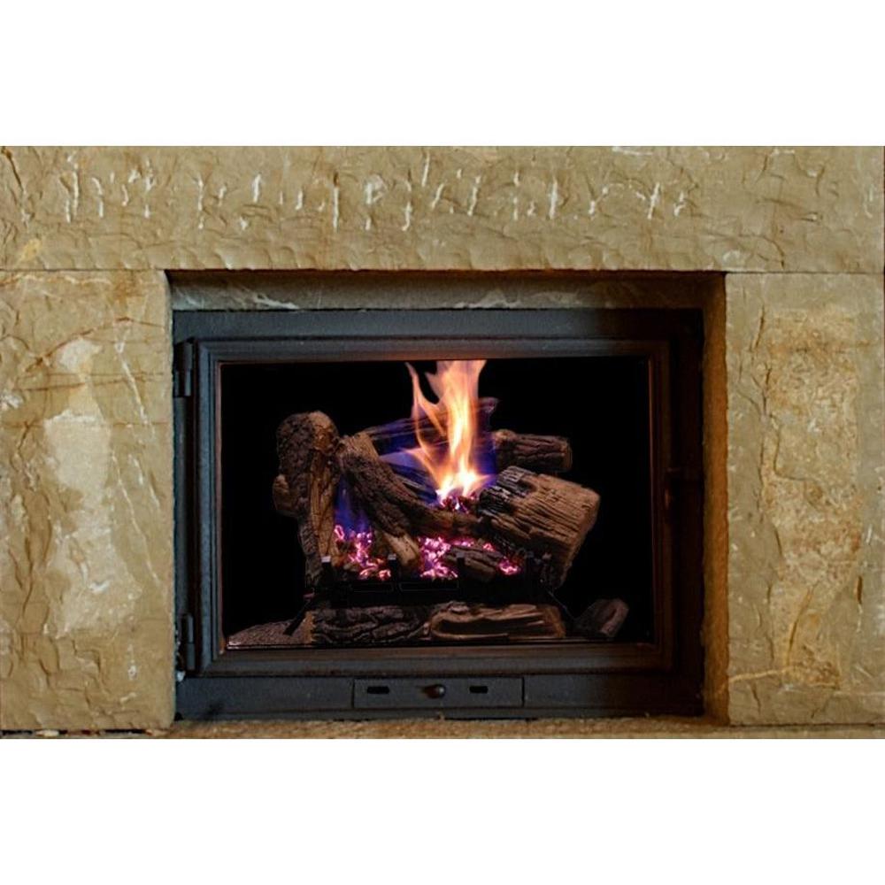 Vented Dual Burner Natural Gas Fireplace Logs 18 Burnt River Oak
