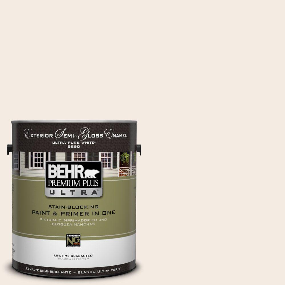 BEHR Premium Plus Ultra 1gal. UL14013 Bleached Linen SemiGloss Enamel Exterior Paint585001