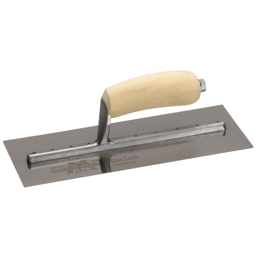 16 in. x 4 in. Stainless Steel Curved Wood Handle Finishing Trowel