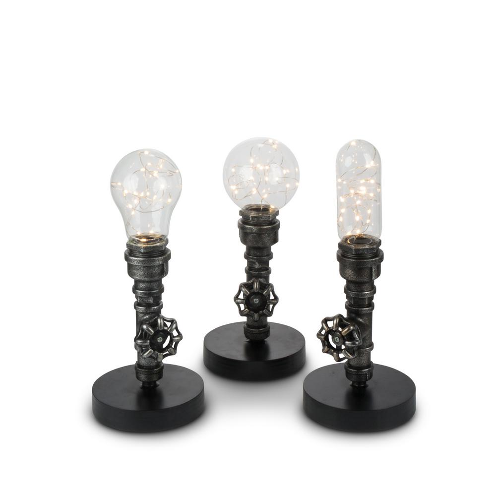Gerson Asst 12 4 In Retro Black Metal Water Pipe Desk Lamps Set Of 3
