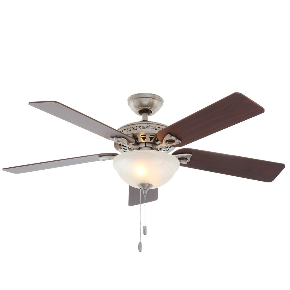 Hunter Astoria 52 In Indoor Brushed Nickel Ceiling Fan With Light Indoor Brushed Nickel Ceiling Fan