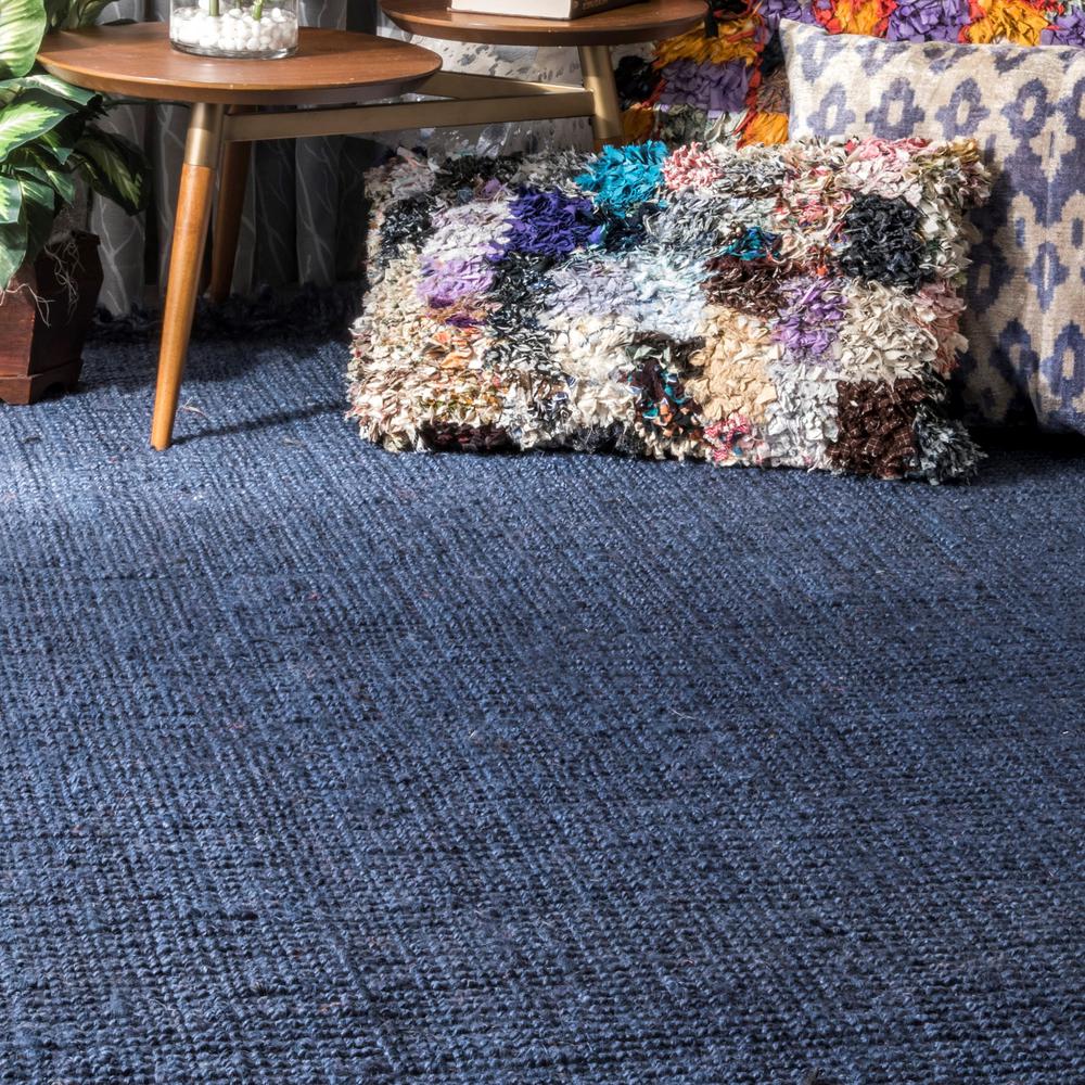 Nuloom Natura Chunky Loop Jute Navy Blue 5 Ft X 8 Area Rug