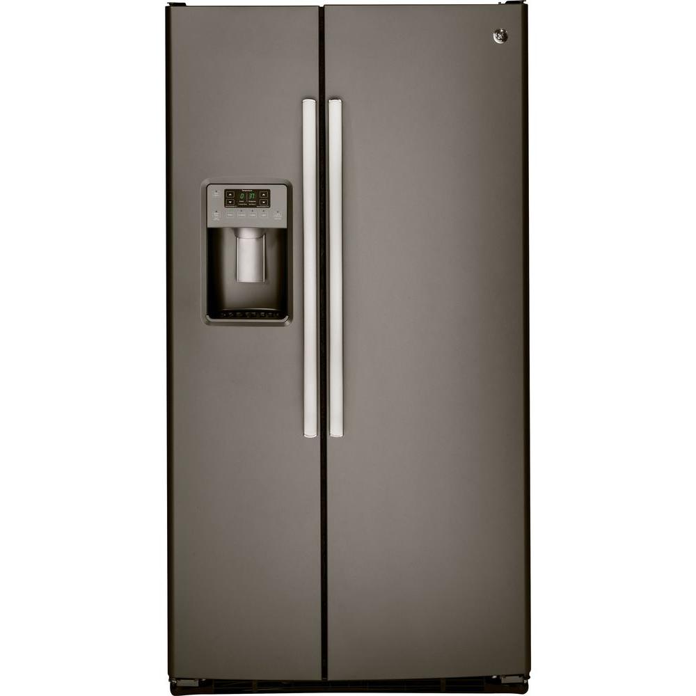 GE 25.3 cu. ft. Side by Side Refrigerator in Slate, Fingerprint Resistant