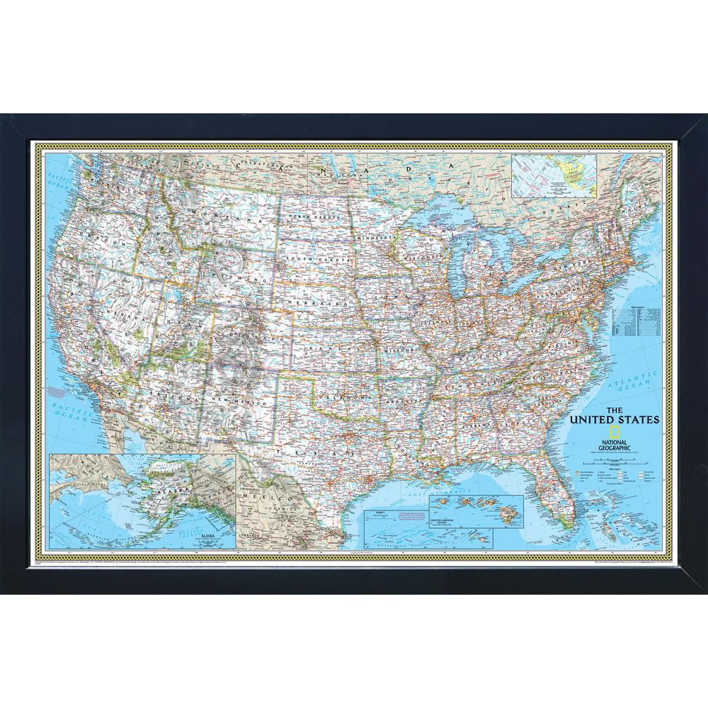 Interactive Travel Map Of Usa Winding Hills Designs, LLC National Geographic Framed Interactive 