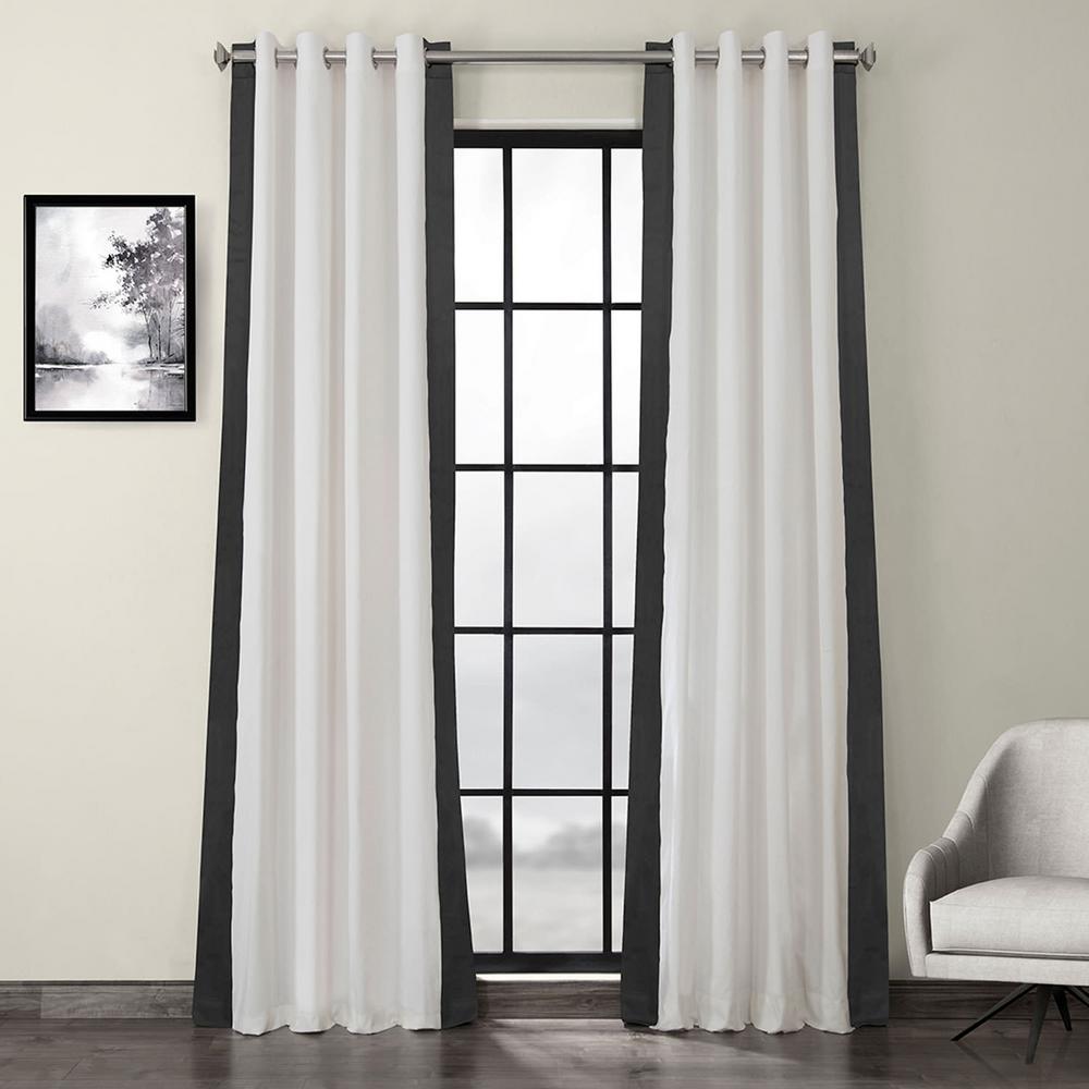 Exclusive Fabrics Furnishings Fresh Popcorn And Millstone Gray Room Darkening Grommet Vertical Colorblock Curtain 50 In W X 84 In L