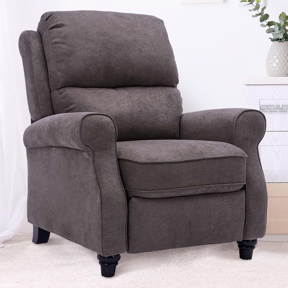 GOOD & GRACIOUS Gray Recliner Chair,Modern reclining Sofa with Roll Arm Pushback Manual Recliner Heavy Duty