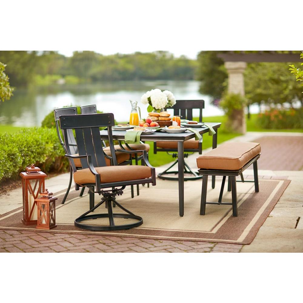 Oak Heights 7-Piece Patio Dining Set with Cashew Cushions