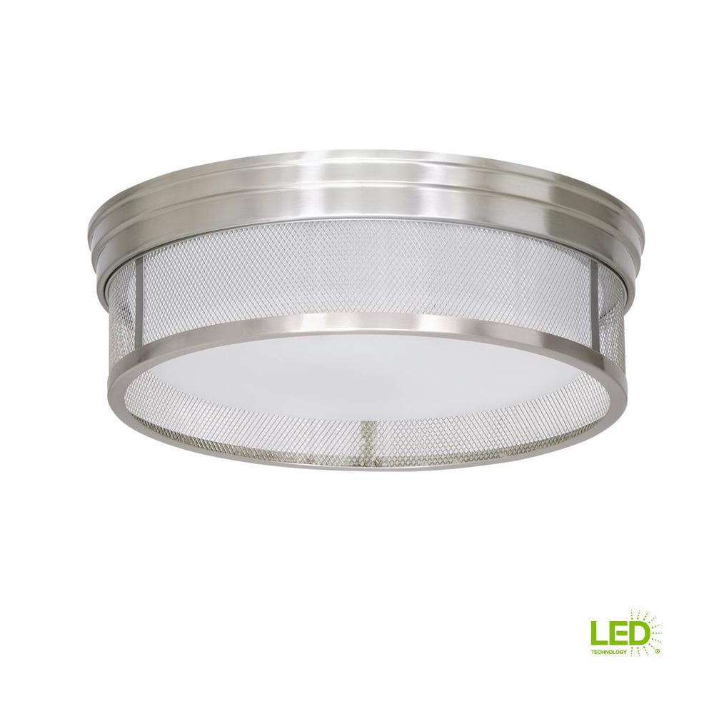 Round Nickel Integrated Led Flush Mount Lights Lighting Merci Collection 17 Watt 1 Light Brushed Nickel Integrated Led Flush Mount