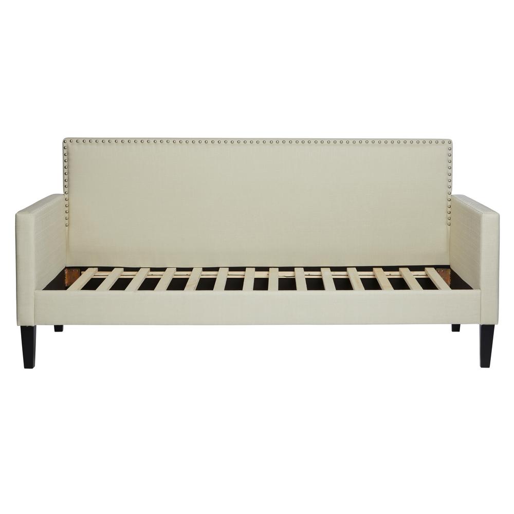 Handy Living  Cream Upholstered Twin-size Square Back Daybed
