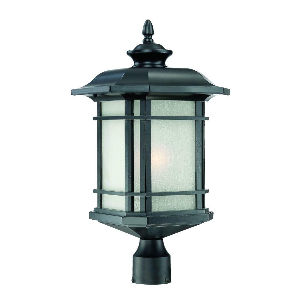 Post Lighting Outdoor The Home Depot Somerset 1 Light Matte Black Outdoor Post Mount