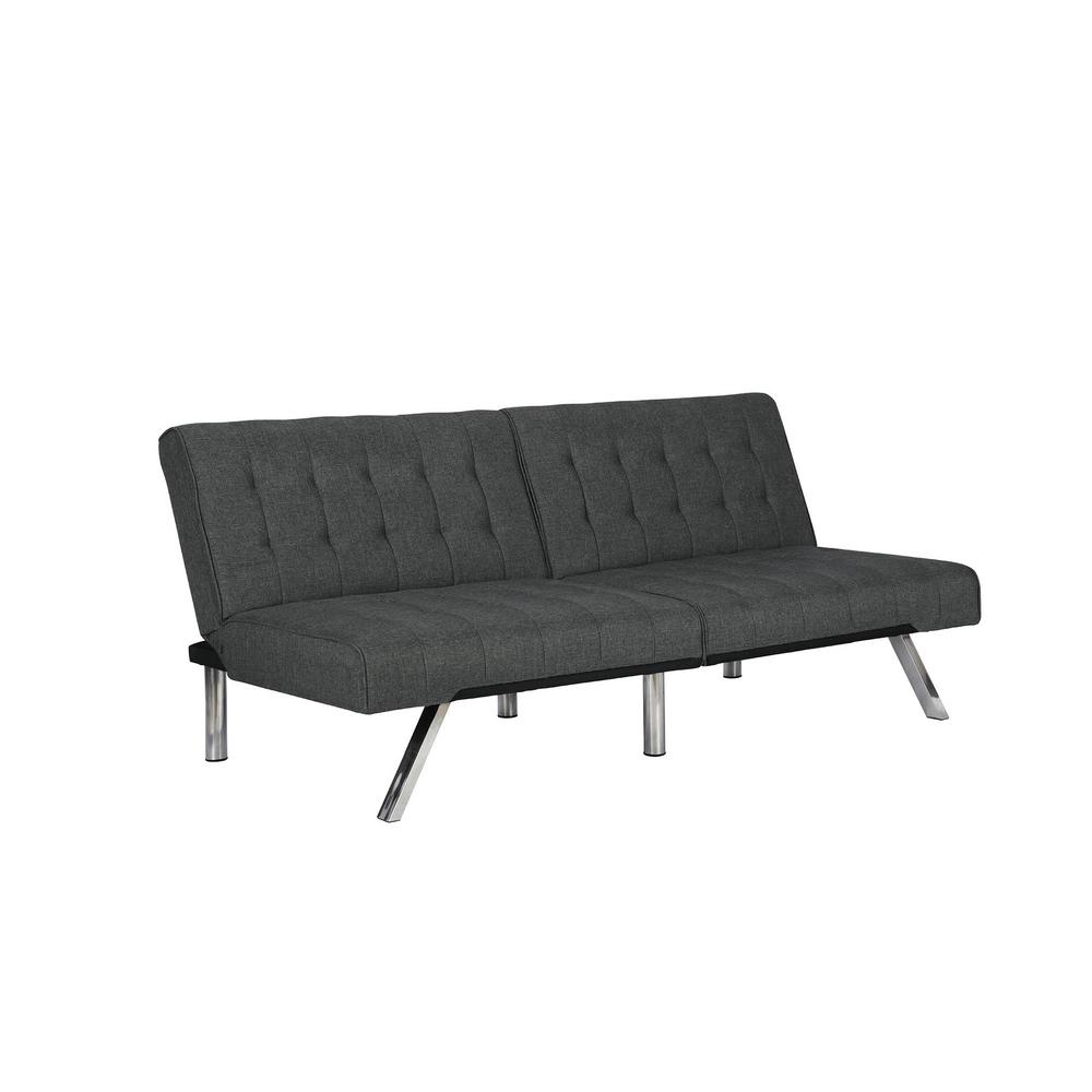 Dhp Eva Gray Linen Twin Double Size Futon De98833 The Home Depot Eva Gray Linen Twin Double Size Futon