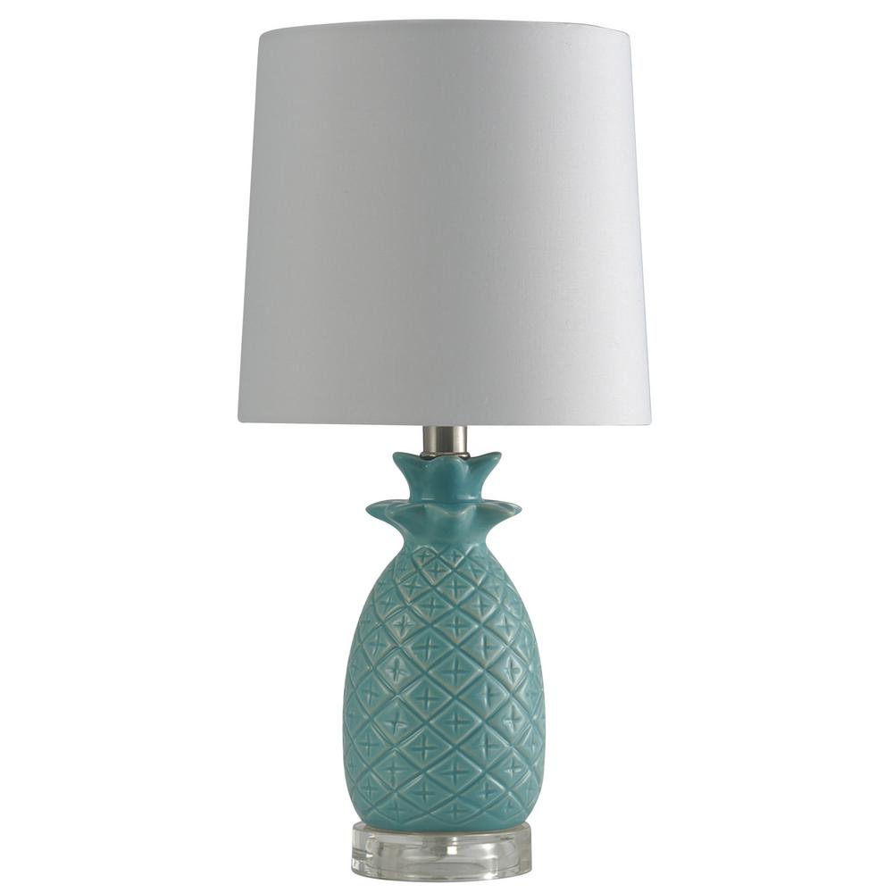 Stylecraft 18 3 In Seafoam Table Lamp With White Hardback Fabric Shade