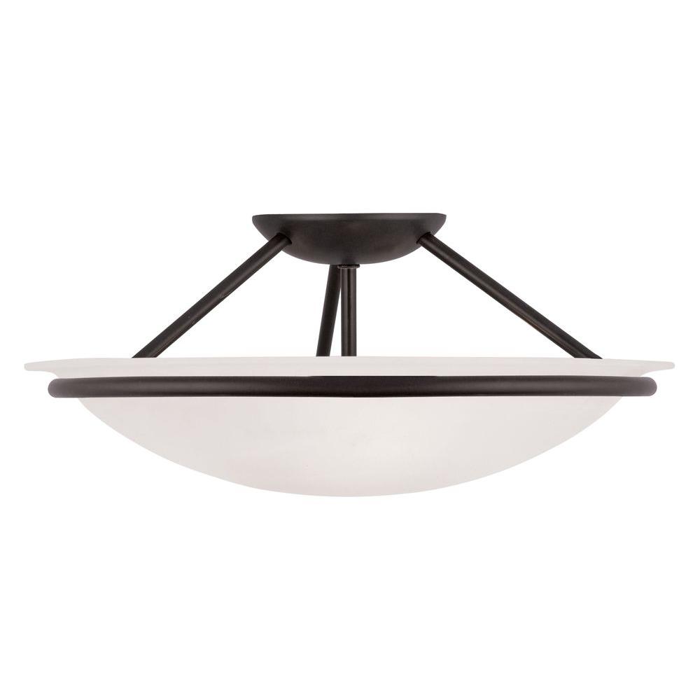 Livex Lighting Providence 3Light Ceiling Black Incandescent SemiFlush