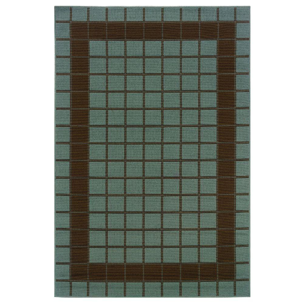 Oriental Weavers Nevis Plaza Blue/Chocolate 7 ft. 3 in. x 10 ft. 6 in. Area Rug342235 The