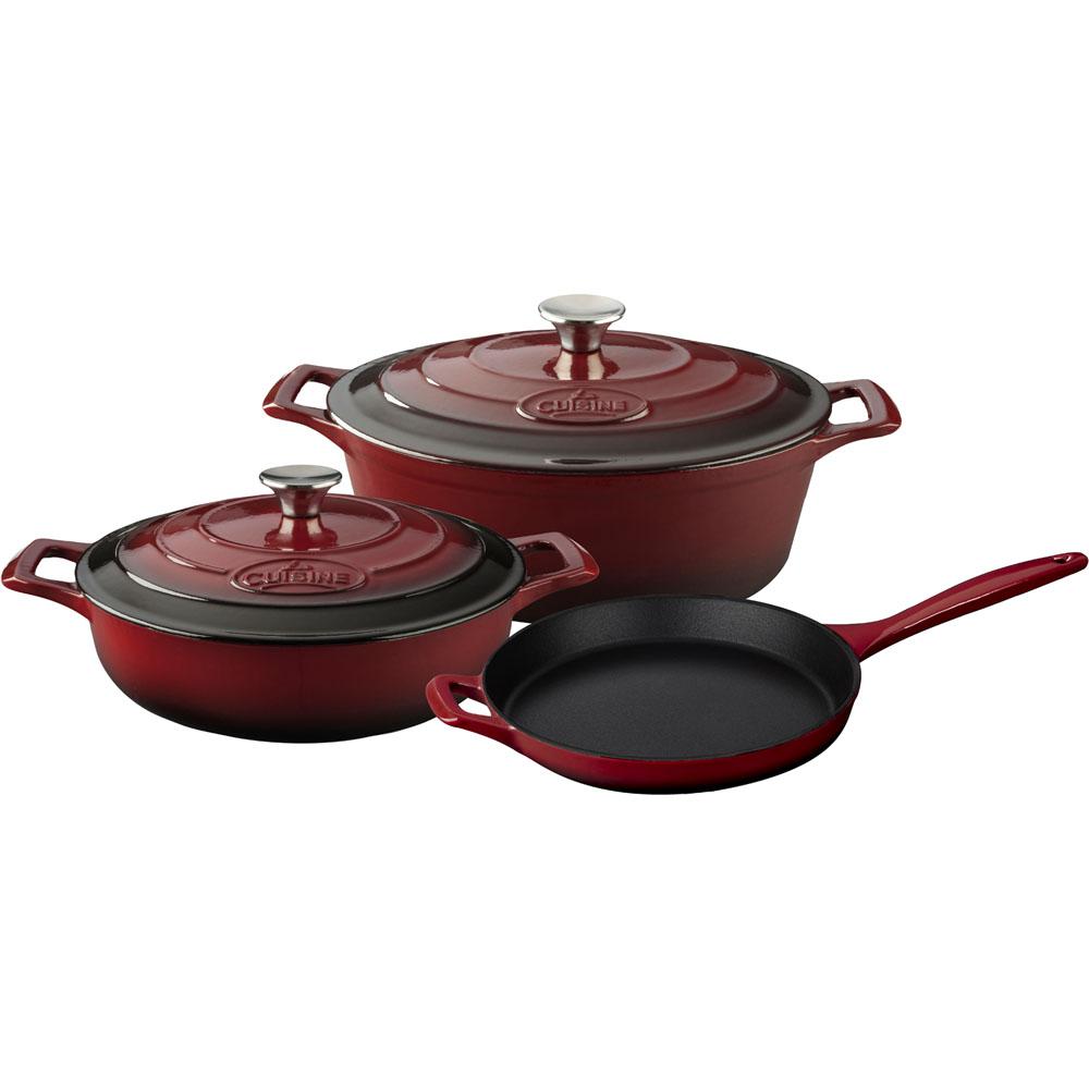 La Cuisine Pink Cast Iron Cookware Sets The Home Pro 5 Piece Enameled Cast Iron Cookware Set With Saute Skillet And Oval Cerole