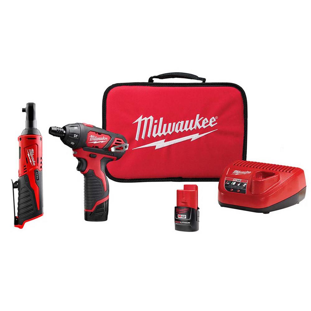 Milwaukee 2101-22 M4 1//4/" Hex REDLITHIUM 2.0 Cordless 2-Speed Screwdriver Kit