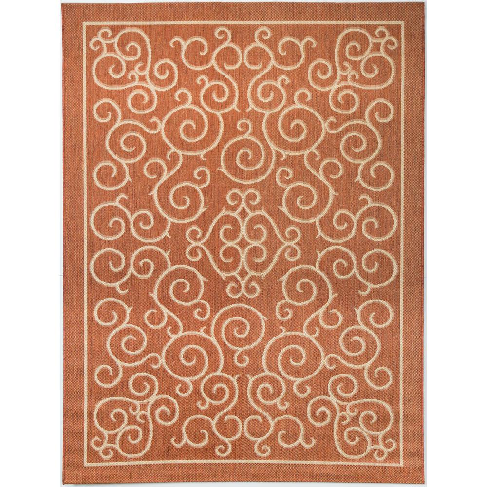 Hampton Bay Scroll Terracotta 9 ft. 2 in. x 12 ft. Indoor/Outdoor Area
