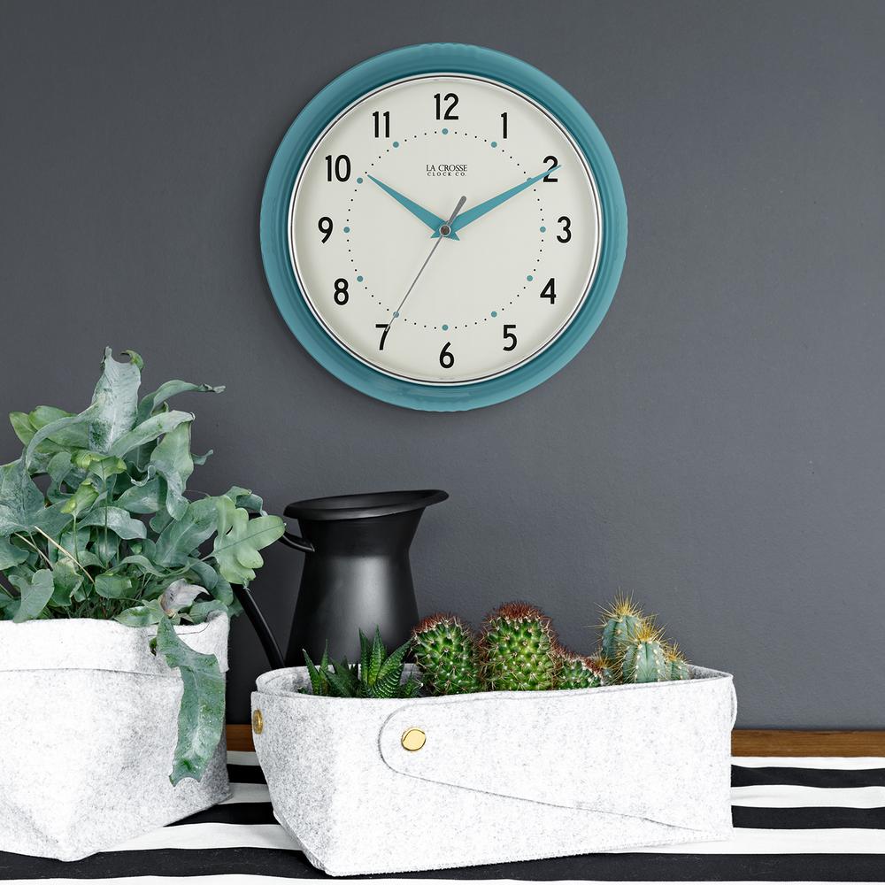 La Crosse Technology 9 5 In H Round Teal Blue Retro Diner Og H Round Teal Blue Retro Diner Og Wall Clock