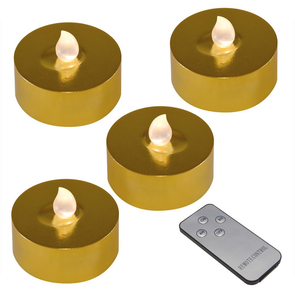 LUMABASE Gold Battery Operated Extra Large Tea Lights with Remote