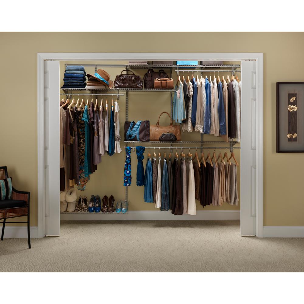 Closetmaid Shelftrack 5 Ft To 8 Ft 12 In D X 96 In W X 78 In H Nickel Steel Closet System Organizer Kit