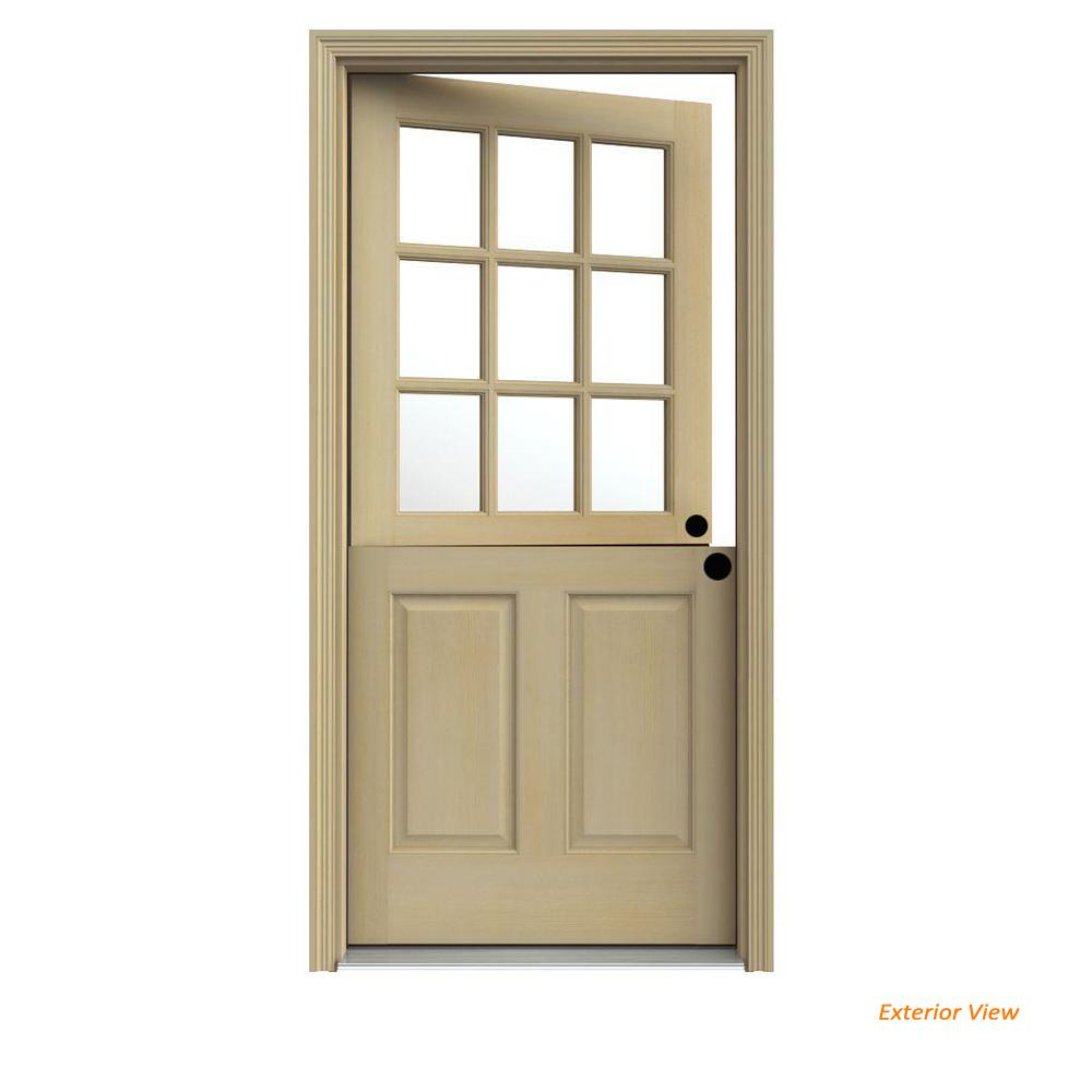 Jeld Wen 32 In X 80 In 9 Lite Unfinished Wood Prehung Left Hand