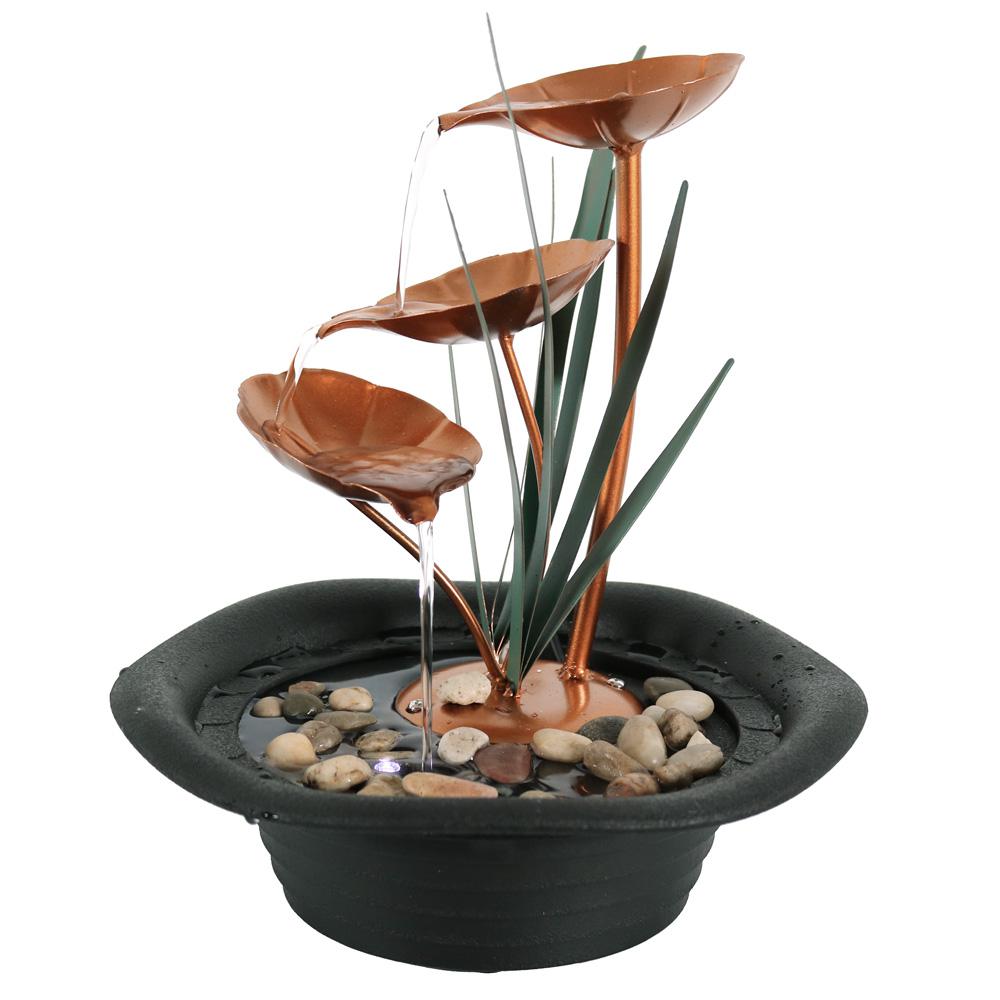 Sunnydaze Decor 10 In 3 Leaf Tabletop Cascading Fountain With Led Light