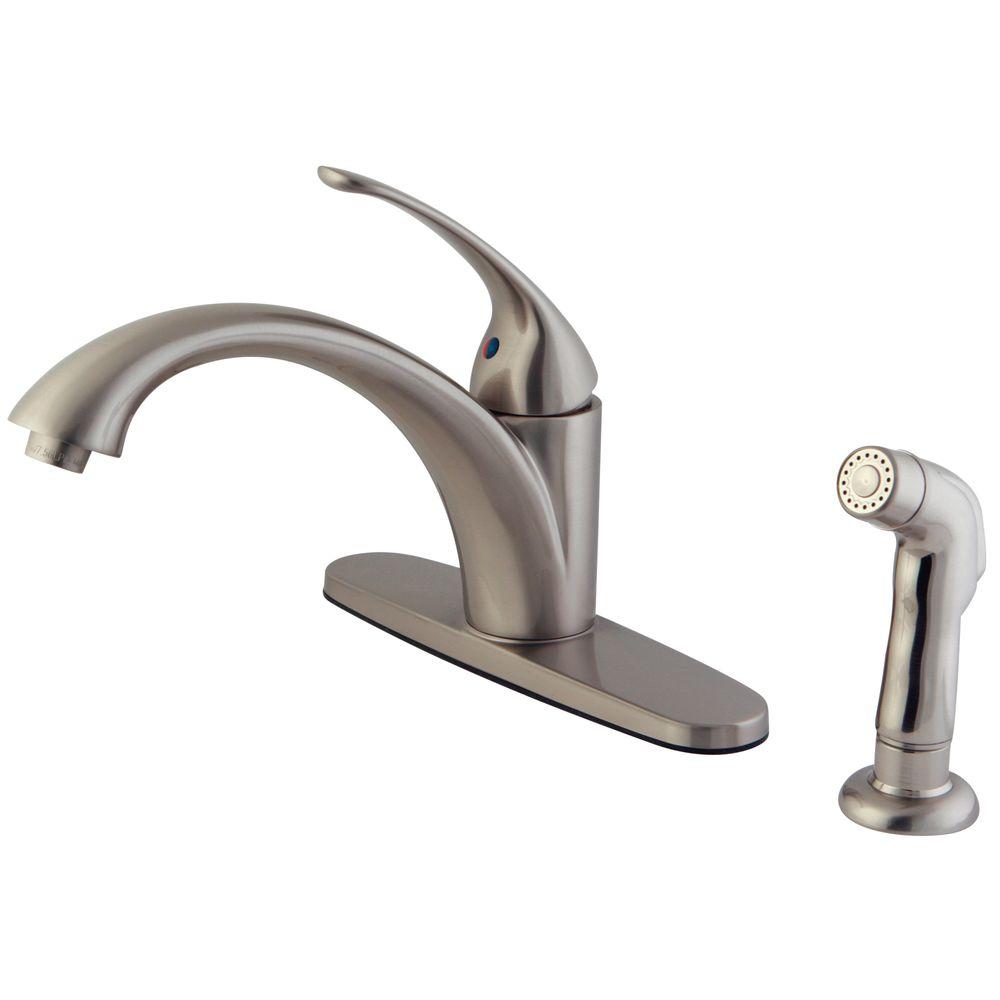 Kingston Brass Vintage Single Handle Kitchen Faucet In Satin Nickel Kingston Brass Vintage Single Handle Kitchen Faucet In Satin Nickel
