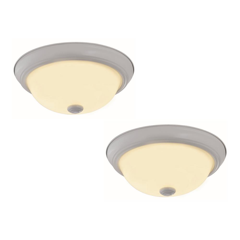 Silver Flush Mount Lights Lighting The Home Depot Hays 17 Watt White Integrated Led Ceiling Flushmount Light 2 Pack
