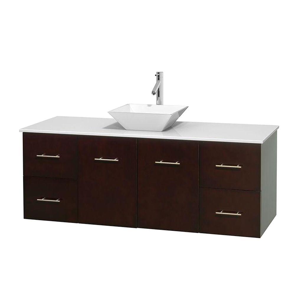 Wyndham Collection Centra 60 in. Vanity in Espresso with SolidSurface
