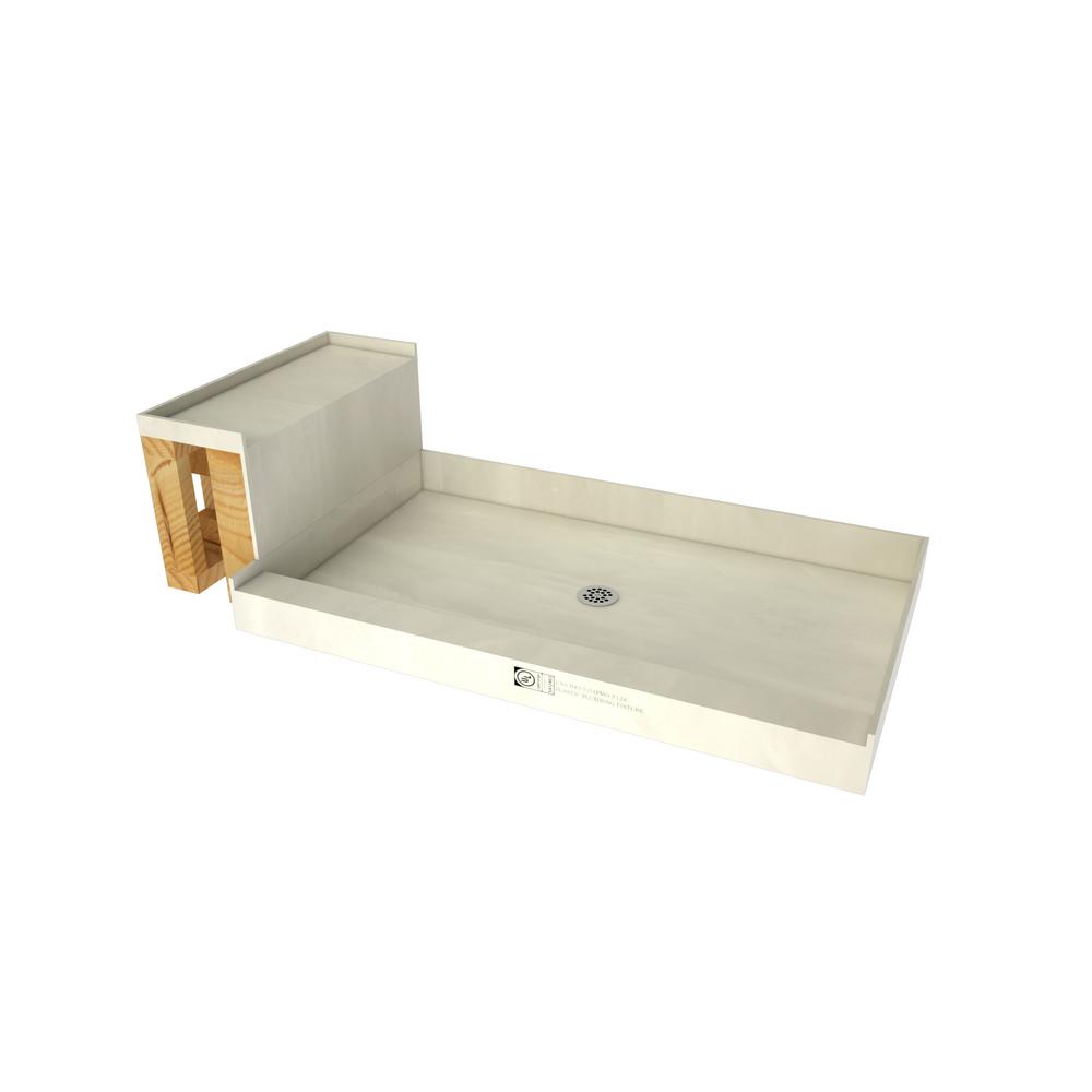 Tile Redi Base'N Bench 37 in. x 72 in. Alcove Shower Base and Bench Kit