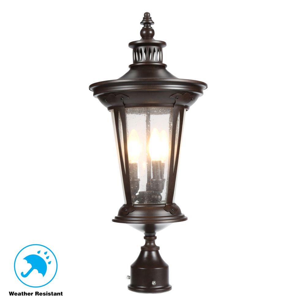 World Imports Bronze Post Lighting Outdoor The Home North Hampton 3 Light Outdoor Old Bronze Post Lantern