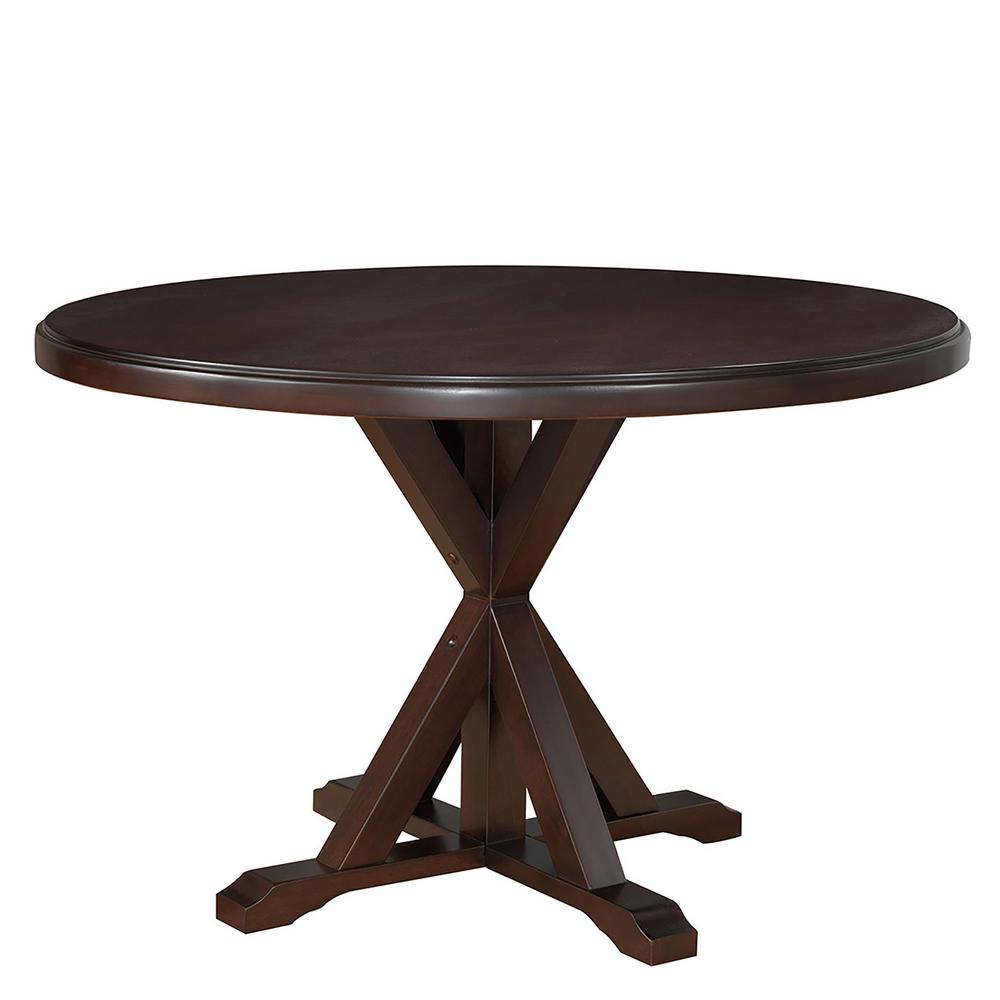 Round 6 Person Kitchen Dining Tables Room Monet Espresso X Base Dining Table