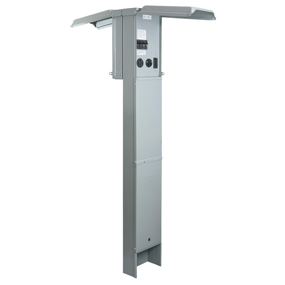 Rv Earth Burial Pedestal With 50 Amp And 30 Amp Rv Receptacles And A 20 Amp Gfci