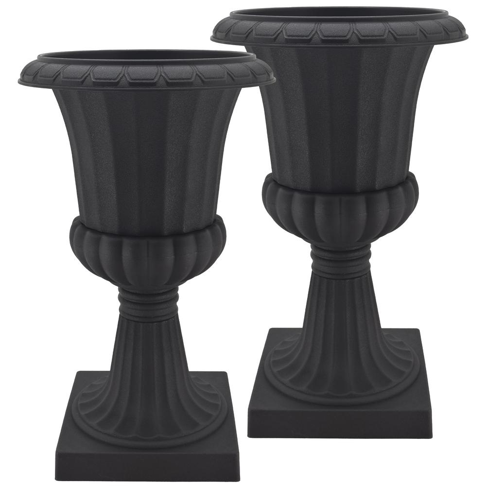Black Urn Planters Planters The Home Depot