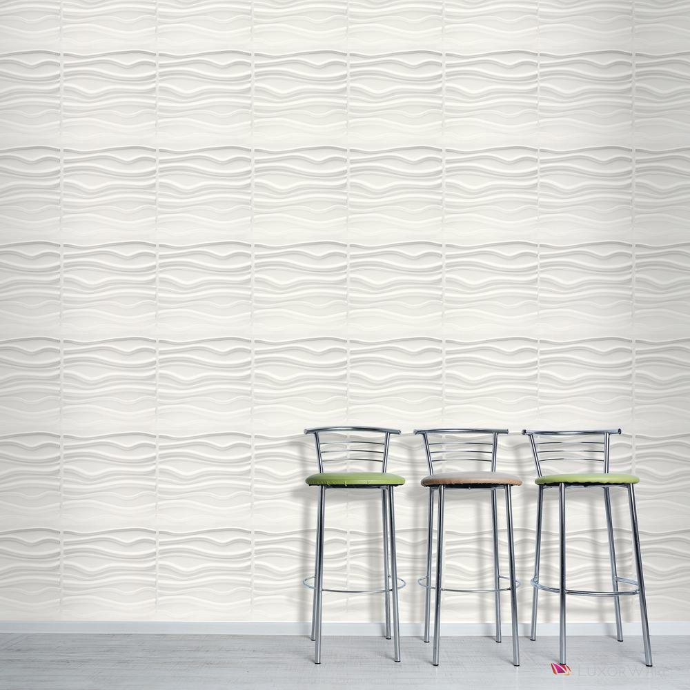 Luxorware 19 7 In X 1 In X 19 7 In White Pvc Fiber 3d Wall Panels 12 Pack Lw3d881 The Home Depot