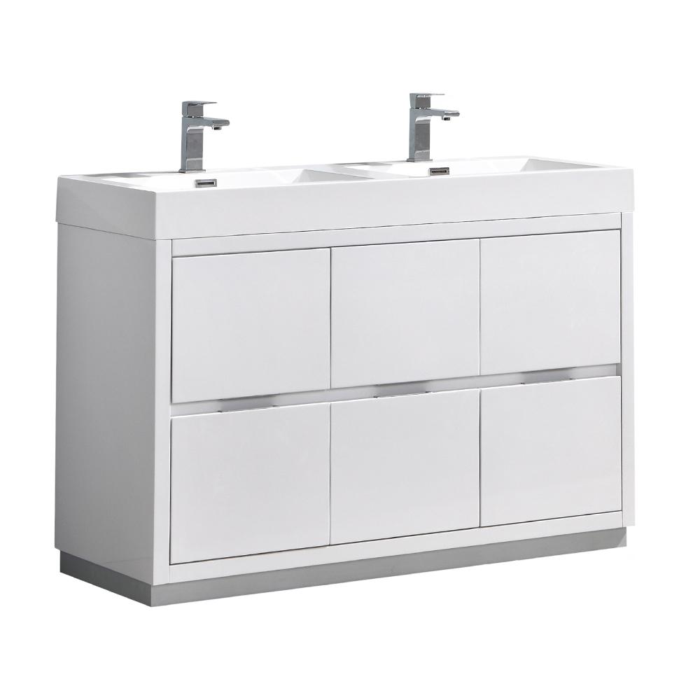 Fresca Valencia 48 In W Bathroom Vanity Glossy White With Acrylic Top