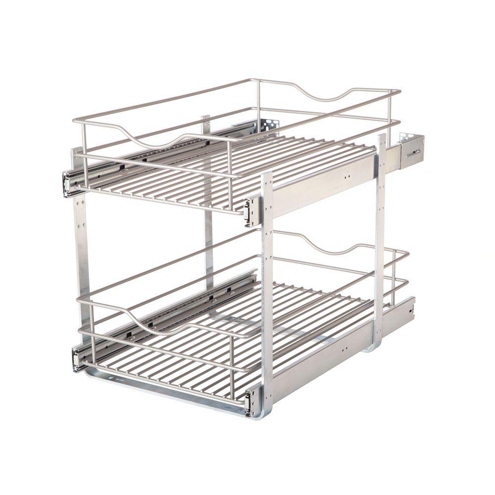 H Double Tier Pull Out Cabinet Organizer D x 16.25 in Knape & Vogt RS ...