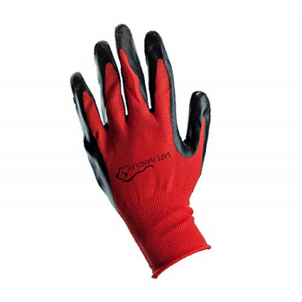 Safe Handler Nitrile Red/Black OSFM Firm Grip Work Gloves (Pack of 12