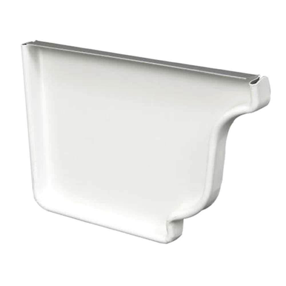Construction Metals 5 in. KStyle White Aluminum Left Hand End Cap