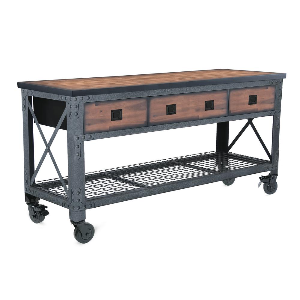 Duramax Building Products 72 In X 24 In 3 Drawers Rolling Industrial Workbench And Wood Top 68001 The Home Depot