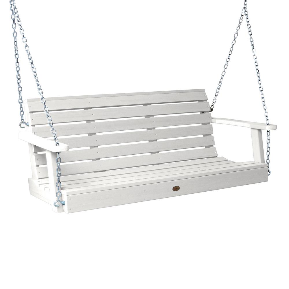 Highwood Weatherly 60 In 2 Person White Recycled Plastic Porch Swing Ad Porw1 Whe The Home Depot