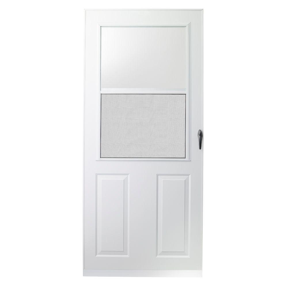 EMCO 36 In X 80 In 200 Series White Universal Traditional Aluminum   White Emco Storm Doors E2tr 36wh 64 145 