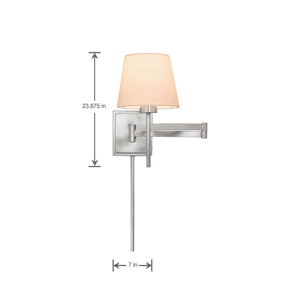 Hampton Bay 1 Light Brushed Nickel Swing Arm Sconce With White Linen Shade 18020 The Home Depot - Swing Arm Wall Lamp Shades Hampton Bay 1 Light Brushed Nickel Swing Arm Sconce With White Linen Shade 18020 The Home Depot - Swing Arm Wall Lamp Shades