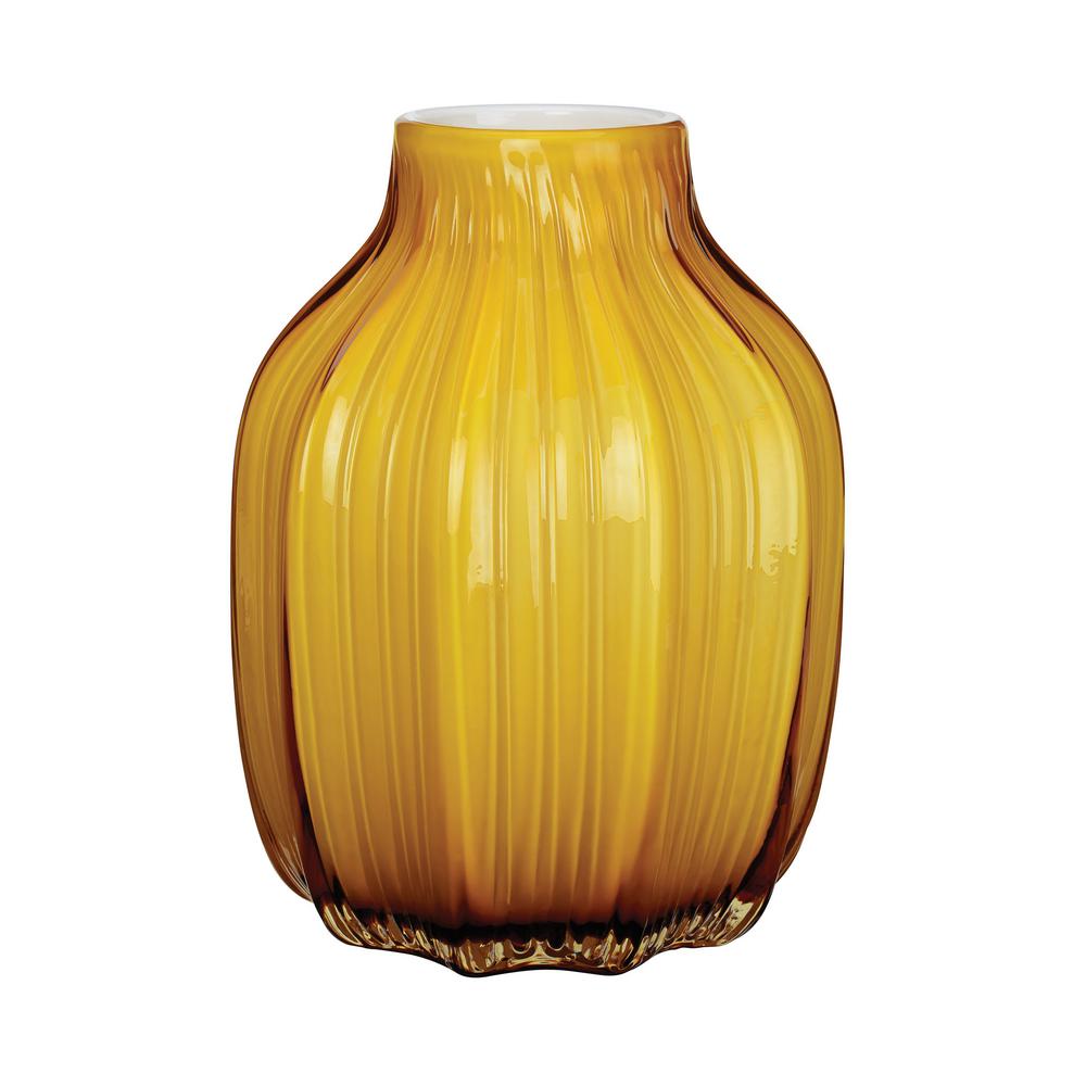 Titan Lighting 8 in. Corn Husk Glass Decorative Vase in YellowTN