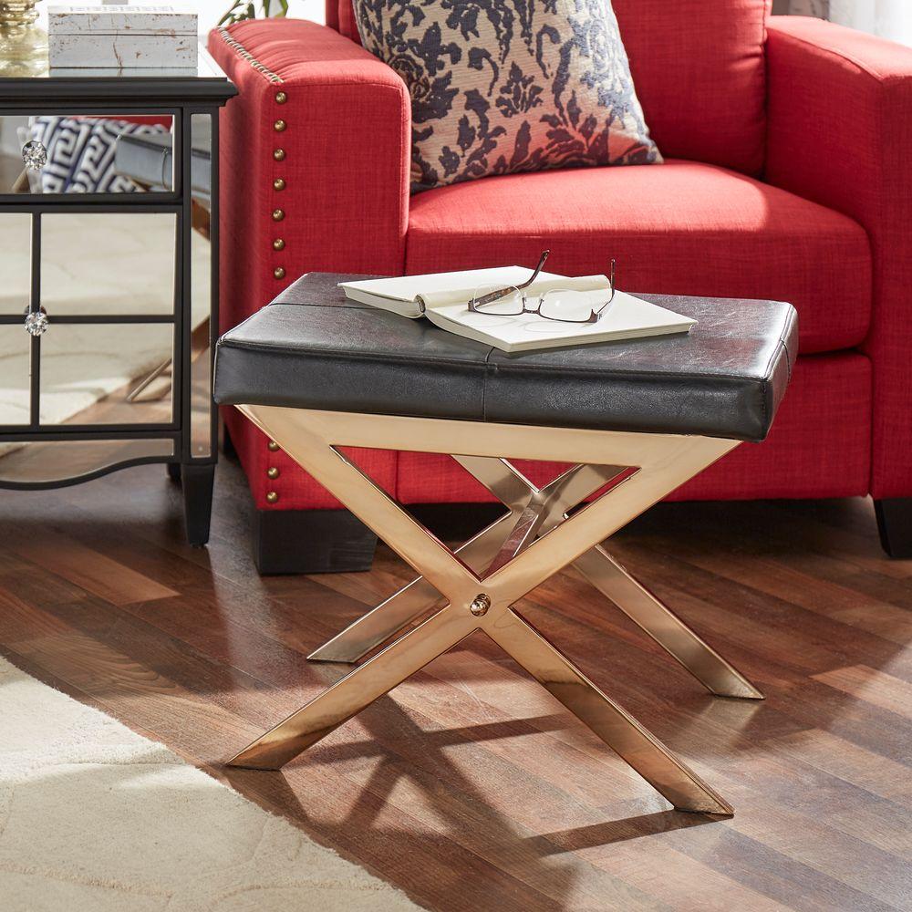 HomeSullivan Richardson Black Bonded Leather Vanity Stool40E355BSBD